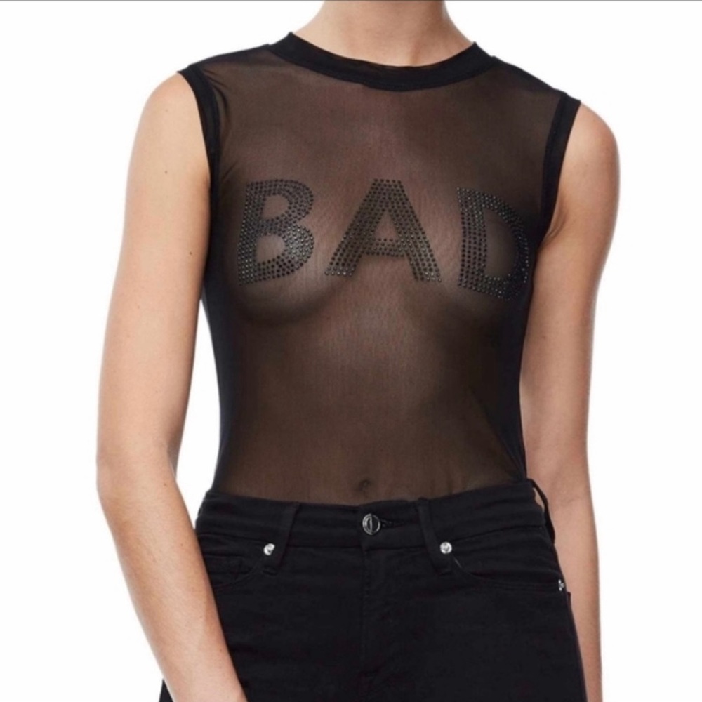 Good American BAD Black Mesh Bodysuit Bad Bunny